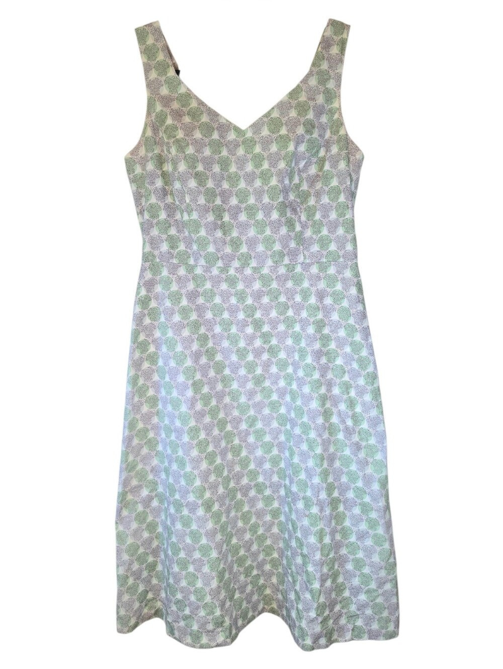 Boden Green & Purple Geometric Circle Print A-Line Dress, 12R - Picture 2 of 9